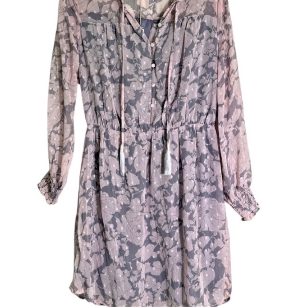 Lovestitch Blush and Charcoal Floral Long Sleeve Dress